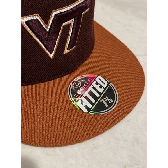 NCAA Virginia Tech HOKIES Authentic NWT FITTED 7 3/8 Hat BY ZEPHYR Wool - Picture 2 of 7